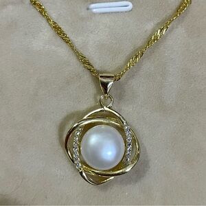 Natural White South Sea Pearl Pendant Necklace 22”
